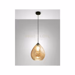 Lampadario 1 luce a sospensione in metallo e vetro soffiato, regolabile in altezza fino a 200cm. Attacco E27. Colore del vetr ...
