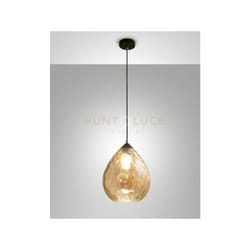 Fabas Luce - gisella sospensione 1 luce ambra D.26CM c/access. attacco E27 altezza regolabile smart c/access.