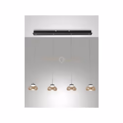Lampadario a sospensione 4 LUCI con struttura RETTANGOLARE in metallo e vetro borosilicato, a LED 3000K - 32W - 3020 lm. LED  ...