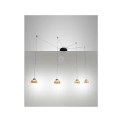 Fabas Luce - arabella sospensione ambra 4 luci spostabile a led 3000K - 32W - 3020 lm dimmerabile smart c/acc.