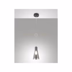 Lampadario a sospensione composto da 1 luce con attacco E27 Colore fumè, diametro vetro 14cm. .Struttura in metallo e vetro s ...