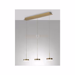 Lampadario a sospensione 3 luci con struttura in metallo e metacrilato colore Ottone satinato a LED 3000K - 24W - 2260 lm, di ...