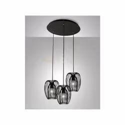 Lampadario a sospensione in metallo, disponibile in 3 colori. Composto da 3 luci con attacco E27 (lampadina non inclusa). Alt ...
