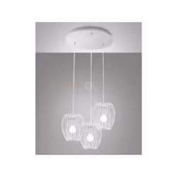 Lampadario a sospensione in metallo, disponibile in 3 colori. Composto da 3 luci con attacco E27 (lampadina non inclusa). Alt ...