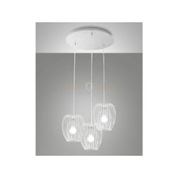 Fabas Luce - camp lampadario a sospensione bianco 3 luci attacco E27, base tonda D.50CM