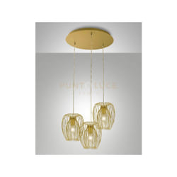 Fabas Luce - camp lampadario a sospensione oro opaco 3 luci attacco E27, base tonda D.50CM