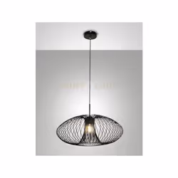 Lampadario a sospensione 1 luce attacco E27 in metallo colore nero. IP20. Altezza regolabile.