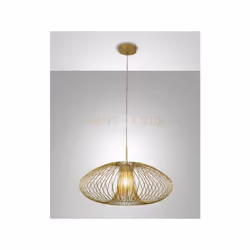 Lampadario a sospensione 1 luce attacco E27 in metallo colore oro satinato. IP20. Altezza regolabile.