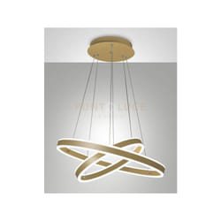 Palau lampadario a sospensione oro opaco 2 rings a led 3000K - 108W - 11780 lm dimmerabile