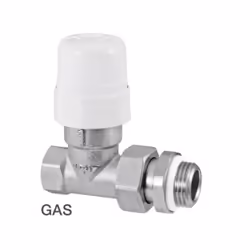 Robinet de radiateur thermostatisable. Modèle droit pour tubes acier. Corps en laiton nickelé. Pmax.: 1000kPa t°max.: 110°C C ...