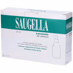 Lavanda intima vaginale Saugella, con cannula a base di estratto di Thymus vulgaris ed Eugenia caryophyllus a pH 4,5.Estratti ...