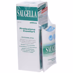Saugella Attiva detergente intimo antibatterico ideale per ciclo mestruale, gravidanza e sport, con omaggio 3 assorbenti inte ...