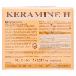 Keramine H Fascia Avorio Fiale Anticaduta per Capelli Secchi 10 Fiale da 10ml