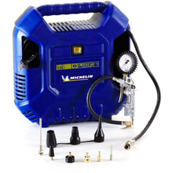 Michelin - Compressore d'Aria Portatile MB1, Compressore Aria Oil-Free con Tubo Flessibile 1m, Pistola di Gonfiaggio con Manometro e 6 Ugelli,