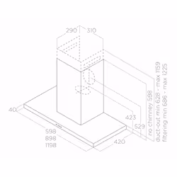 Elica THIN IX/A/120 Cappa aspirante a parete Acciaio inox 385 m³/h - Vista aggiuntiva 7