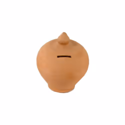 Descrizione prodotto - Salvadanaio tondo in terracotta, grezzo.