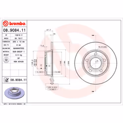 Disco freno BREMBO 8908411 posteriore, pieno, 1 Pezzo