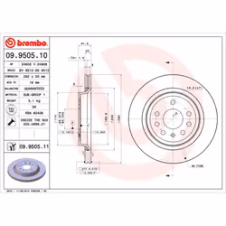 Disco freno BREMBO 9950511 posteriore, ventilato, 1 Pezzo