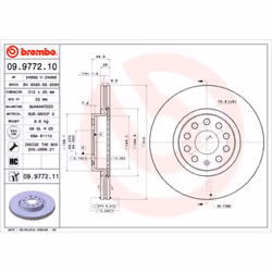 Disco freno BREMBO 09.9772.11 anteriore, ventilato, altamente carbonizzato, 1 Pezzo