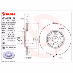 Disco freno BREMBO 9981811 anteriore, ventilato, altamente carbonizzato, 1 Pezzo