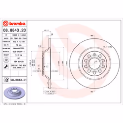 Disco freno BREMBO 8884321 posteriore, pieno, 1 Pezzo - Vista aggiuntiva 4