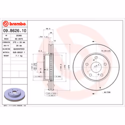 Disco freno BREMBO 09B62610 anteriore, ventilato, 1 Pezzo - Vista aggiuntiva 3