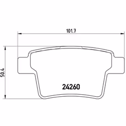 Altezza [mm]: 50. Asse di sviluppo: Posteriore. Contatto di usura: No. Indice: P 24 063. Larghezza [mm]: 102. Numero WVA: 242 ...
