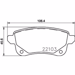 Altezza [mm]: 46. Asse di sviluppo: Posteriore. Contatto di usura: No. Indice: P 68 064. Larghezza [mm]: 106. Materiale: Low- ...