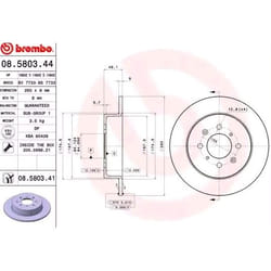 BREMBO Disco freno HONDA: CIVIC 7 Hatchback, CIVIC 6 Hatchback, CIVIC 7 Coupe, MG: MG ZR Hatchback COATED DISC LINE 9mm 4 pieno rivestito 08.5803.41