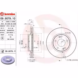 Disco freno; BREMBO; COATED DISC LINE; 276 26 5 ventilazione interna rivestito; per HYUNDAI; 5171226000, 517123B000