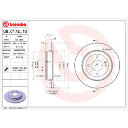Disco freno BREMBO 08C17210 posteriore, pieno, 1 Pezzo