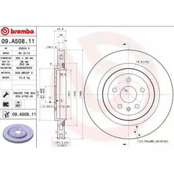 BREMBO Disco freno CHEVROLET: Camaro V Coupe COATED DISC LINE 28mm 5 ventilazione interna rivestito ad alto tenore di carbonio 09.A508.11 25851166