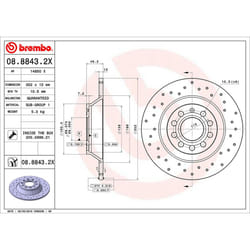 Disco freno BREMBO XTRA LINE BREMBO 08.8843.2X, 1 Pezzo