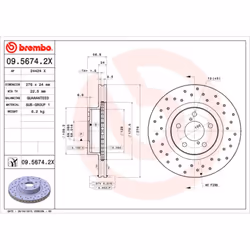 Altezza [mm]: 57. Coppia spunto/serraggio [nm]: 100. Diametro centraggio [mm]: 58. Diametro esterno [mm]: 276. Indice: 09.567 ...