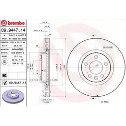BREMBO Disco freno VOLKSWAGEN: Multivan 5 (7HM, Transporter 5 Bus, Transporter 5 COATED DISC LINE 09.9447.11 7H0615301E,7H0615301F Dischi freno