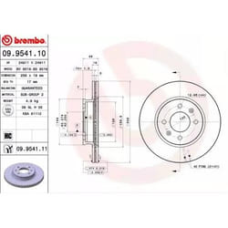 BREMBO Disco freno HYUNDAI: Getz COATED DISC LINE 19mm 4 ventilazione interna rivestito 09.9541.11 517121C050 Dischi freno, Dischi dei freni