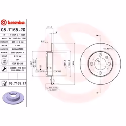 BREMBO Disco freno VOLKSWAGEN: Polo III Hatchback, Golf 4, Lupo / Lupo 3L, SEAT: Arosa, Ibiza 2, Córdoba I Vario COATED DISC LINE 08.7165.21,1JE615601
