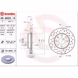 Disco freno; BREMBO; XTRA LINE; 240 20 4 perforato/ventilazione interna rivestito; per OPEL, VAUXHALL; 569021, 9195985, 95526 ...
