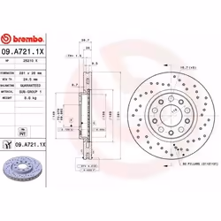 BREMBO Disco freno ALFA ROMEO: Giulietta Hatchback, Giulietta Van, JEEP: Renegade SUV, FIAT: 500X XTRA LINE 09.A721.1X 51806278,51815312,71777095