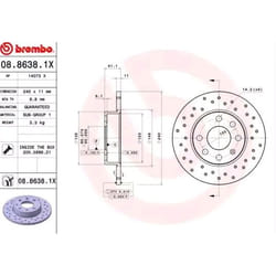 BREMBO Disco freno OPEL: Corsa C Hatchback, Corsa C Van XTRA LINE 11mm 4 pieno, forato rivestito 08.8638.1X 569020,9195981 Dischi freno