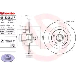BREMBO Disco freno RENAULT: SCENIC 3, GRAND SCENIC 3, Fluence BEARING DISC LINE 11mm 5 pieno 08.B397.17 Dischi freno, Dischi dei freni
