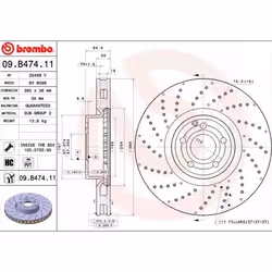 Disco freno; BREMBO; COATED DISC LINE; 360 36 5 perforato/ventilazione interna rivestito ad alto tenore di carbonio; per MERC ...