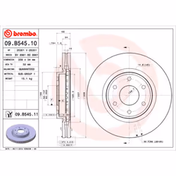 Disco freno BREMBO 09B54511 anteriore, ventilato, 1 Pezzo