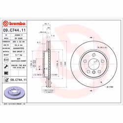 Disco freno BREMBO 09C74411 anteriore, ventilato, altamente carbonizzato, 1 Pezzo - Vista aggiuntiva 4