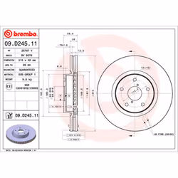 Disco freno BREMBO 09D24511 anteriore, ventilato, 1 Pezzo