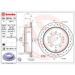 Disco freno BREMBO XTRA LINE BREMBO 09.D618.1X, 1 Pezzo