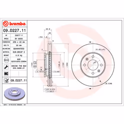 Disco freno BREMBO 09D22711 anteriore, ventilato, altamente carbonizzato, 1 Pezzo