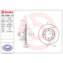 Disco freno BREMBO 09.5009.10, anteriore, ventilato , 1 Pezzo
