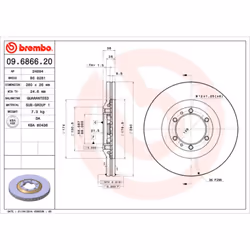 Disco freno BREMBO 09.6866.20, anteriore, ventilato , 1 Pezzo