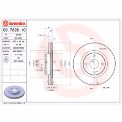 Disco freno BREMBO 09.7826.10, anteriore, ventilato , 1 Pezzo - Vista aggiuntiva 5
